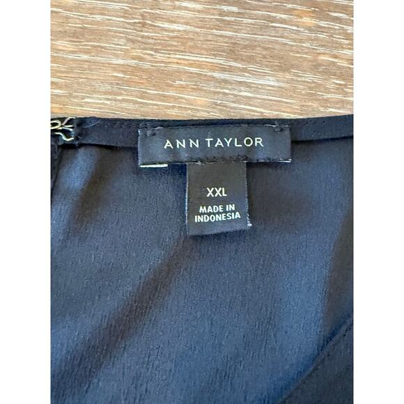 ANN TAYLOR Black Silky Top Shirt Blouse size XXL 2XL - Picture 5 of 7
